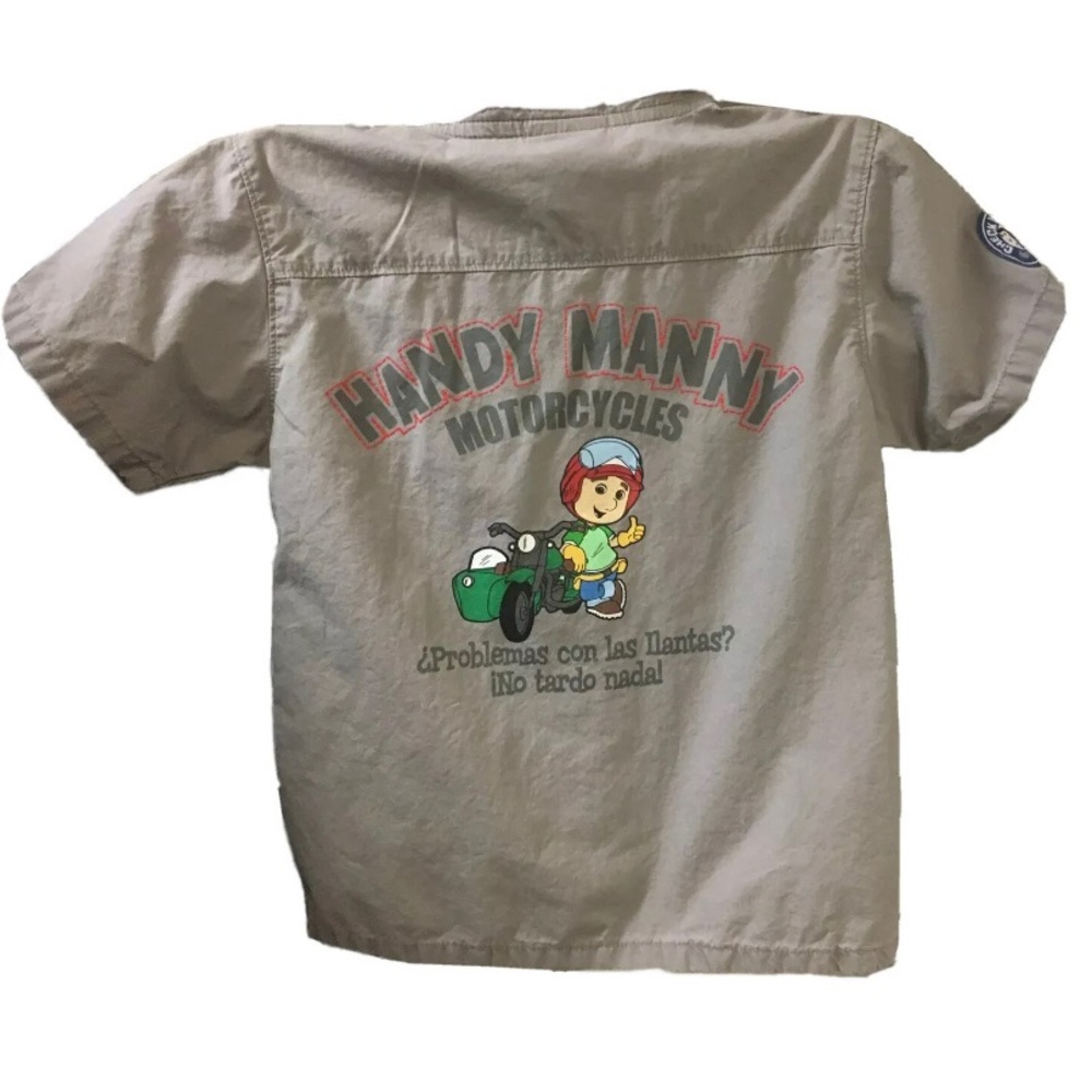 Handy Manny collared shirt in gray Like New tools motorcycle shop boys Disney 5T